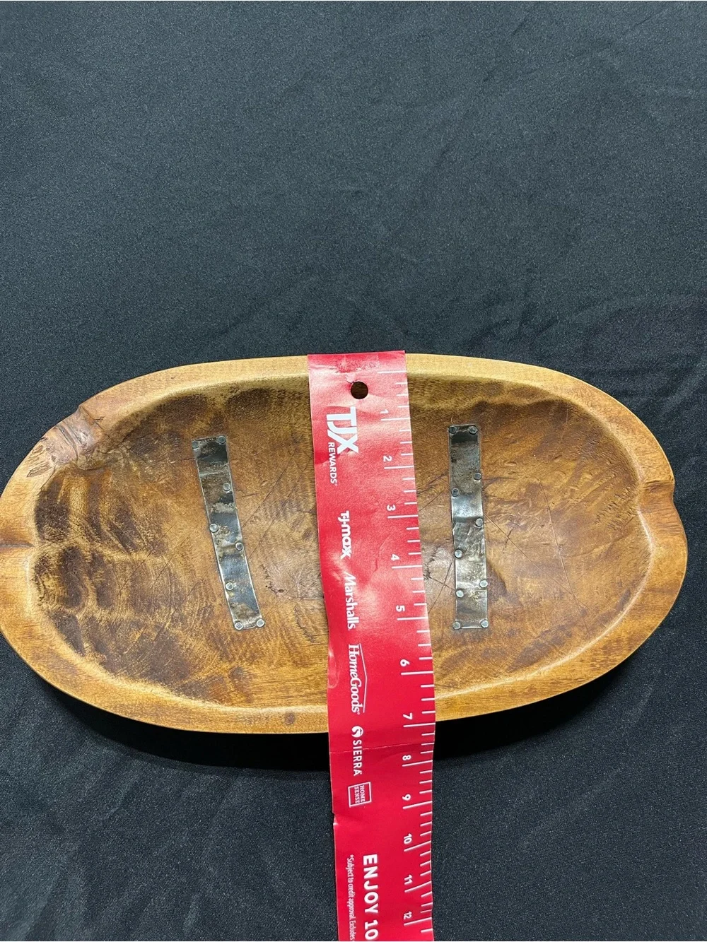 Hard to Find Keith Jones Handcrafted wooden Dough Bowl with metal accents